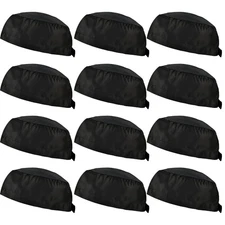 14 Pcs Black Chef Hat Adjustable Cooking Caps Sushi Beanie Breathable Mesh Ch...