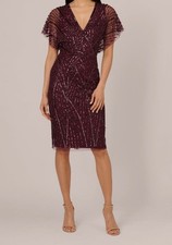 Adrianna Papell Women's Purple Surplice-Neck Dolman-Sleeve Sequin Dress Size 2