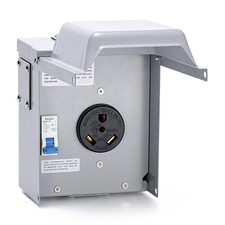 30 Amp Temporary RV Power Outlet with Breaker, Briidea Outdoor Breaker Box wi...