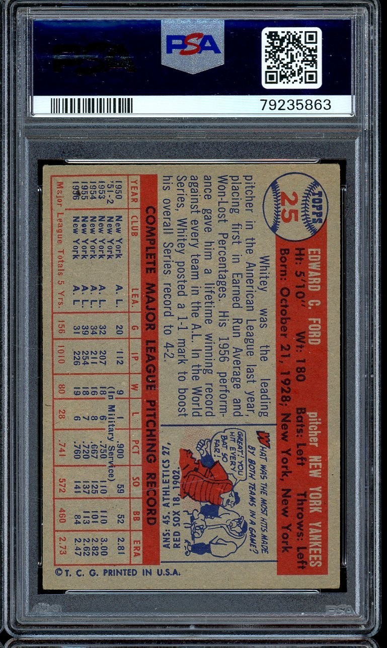 1957 Topps Baseball #25 Whitey Ford PSA 6 view 2