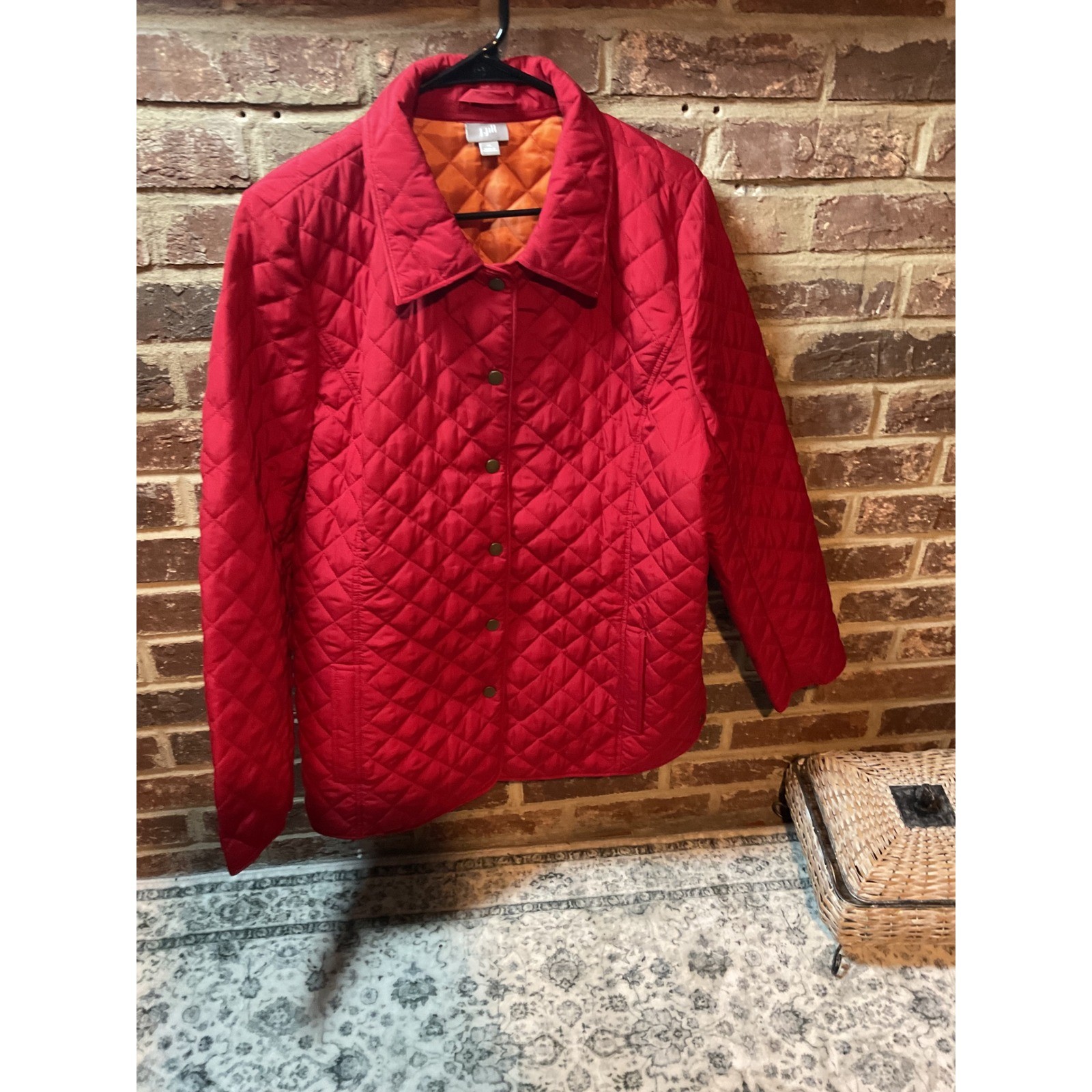 Jill Quilted Jacket Red Collared Button Front Wom… - image 1