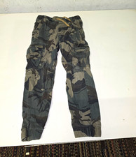 Wrangler Boys Camo Cargo Pants Gray/Black Regular Fit Drawstring Pockets