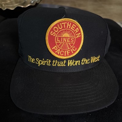 Vintage Southern Pacific Lines Mütze Spirit That Won The West Cap schwarz Druckknopflasche