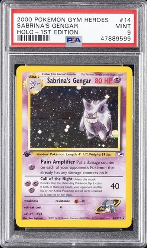 2000 POKEMON GYM HEROES HOLO-1ST ED #14 SABRINA'S GENGAR PSA 9