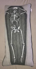 Storehouse Halloween Skeleton Coffin Body Pillow XL Gray Cushion 17" x 35"