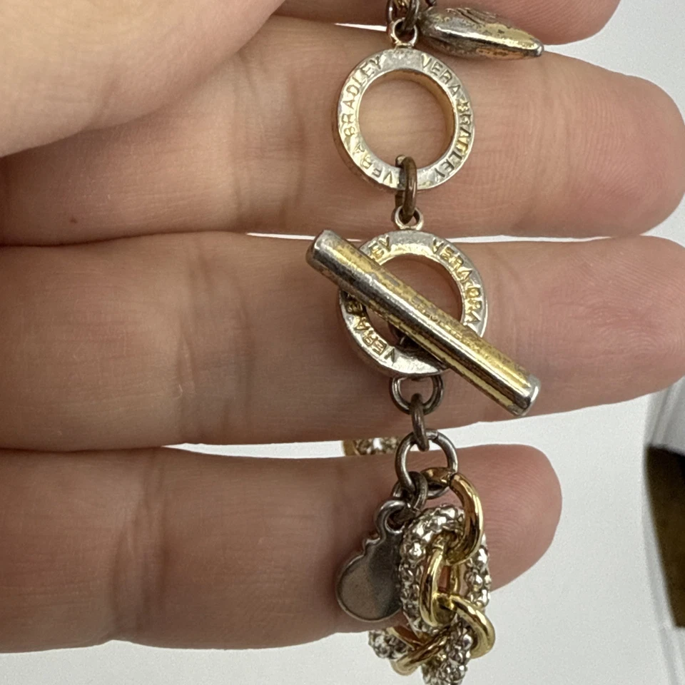 "Brazalete de eslabones de palanca en tono plata y oro retorcido de 6"" firmado por Vera Bradley" Foto 4 de 4