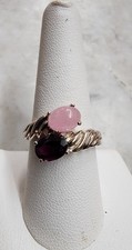Sterling Silver Rose Quartz And Rhodolite Garnet Ring Size 9