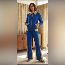 Vintage 60s 70s Adidas Schwahn Bell Bottom Track Suit Jacket Pants Women's 42