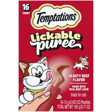 Creamy Puree Lickable Cat Treats, Beef Liver, 16 Count