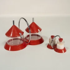 WMF Polytherm West Germany Red Condiment Set Salt Pepper Mid Century Modern