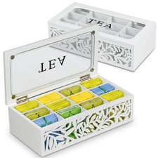 Tea Organizer,Wood Tea Organizers and Storage,12 Compartments Teas Bag Organi...