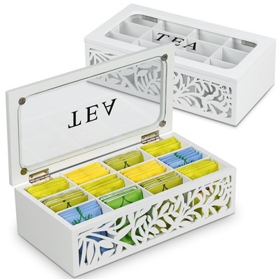 Tea Organizer,Wood Tea Organizers and Storage,12 Compartments Teas Bag Organi...