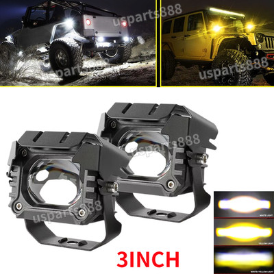 2X 120W 3'' LED Cube Work Light Bar Yellow White Driving Fog Spot Pods Offroad 4''
