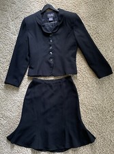 Clio 2 Suit: Black, Suit Jacket With Skirt Sz 10 Long Sleeve 2 Pieces