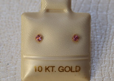 TOP Rosa Turmalin Ohrstecker - 2 mm - 10 Kt. Gold - 417 - Ohrringe  Brillant Cut