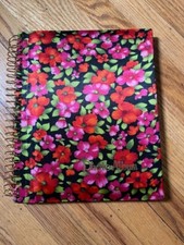 Vintage 60s-70s Pink  Black Floral Spiral Bound Photo Album Made in Japan