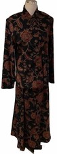 90s VTG Notations Skirt Jacket Set Floral Black Faux Suede Microsuede - AS IS