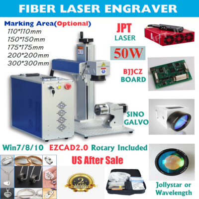 USA JPT 50W Fiber Laser Engraver Laser Marking Machine Optional Lens Rotary 110V