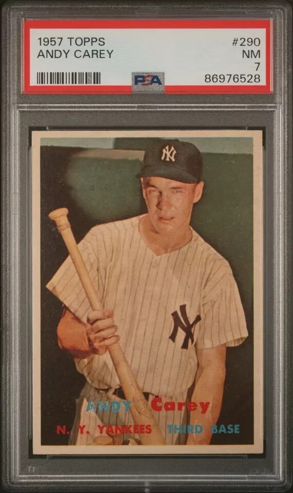 1957 Topps #290 Andy Carey PSA 7 New York Yankees (CENTERED) Amazing Eye Appeal