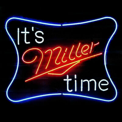 It's Miller Time HIGH LIFE Real Neon Sign  Beer Bar Light Lamp Home Decor Gift
