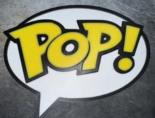 Funko POP 3D Logo Sign Wall Display W/ Command Strips Shelf Art