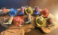 Western Cowboy Hats  Boots Christmas Ornaments Lot Of 11 NEW