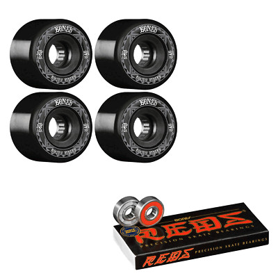Bones Skateboard Wheels 56mm Rough Riders Black 80A With Bones Reds