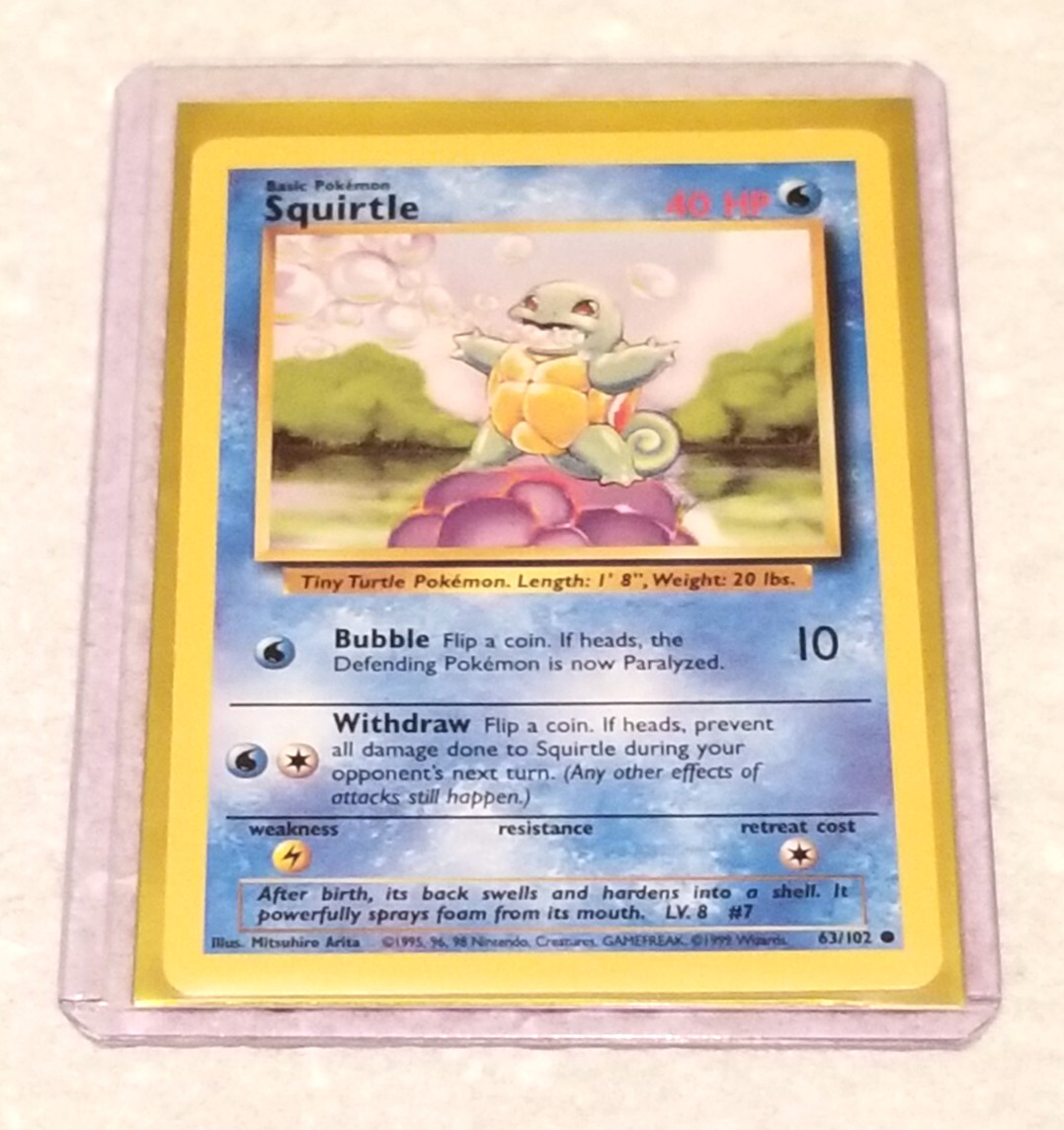 SQUIRTLE - Base Set - 63/102 - Starter Pokemon Card - Near Mint NM