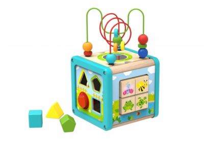 Wooden Toddler Play Cube Abacus Bead Maze Labyrinth Shape Sorter Toy