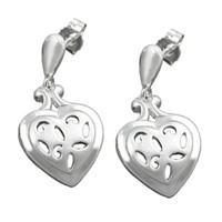 Ohrringe Ohrstecker Herz Herzen Aus 925 Silber Matt Rand GläNzend FüR Damen