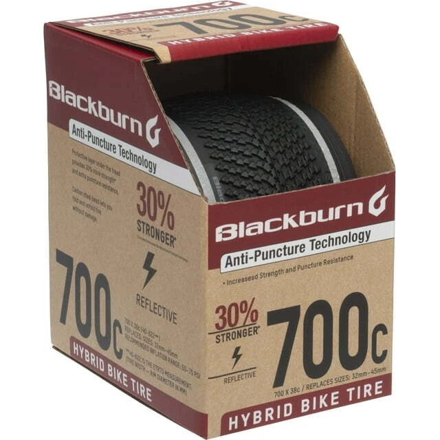 700c x 38c Hybrid Bike Tire, Reflective, Black