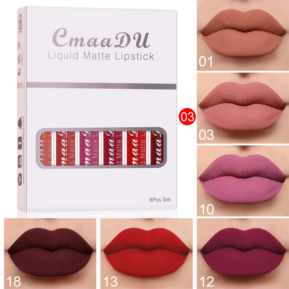 6 Boxes Of Matte Non-stick Cup Waterproof Lipstick Long Lasting Lip - Image 4 of 4