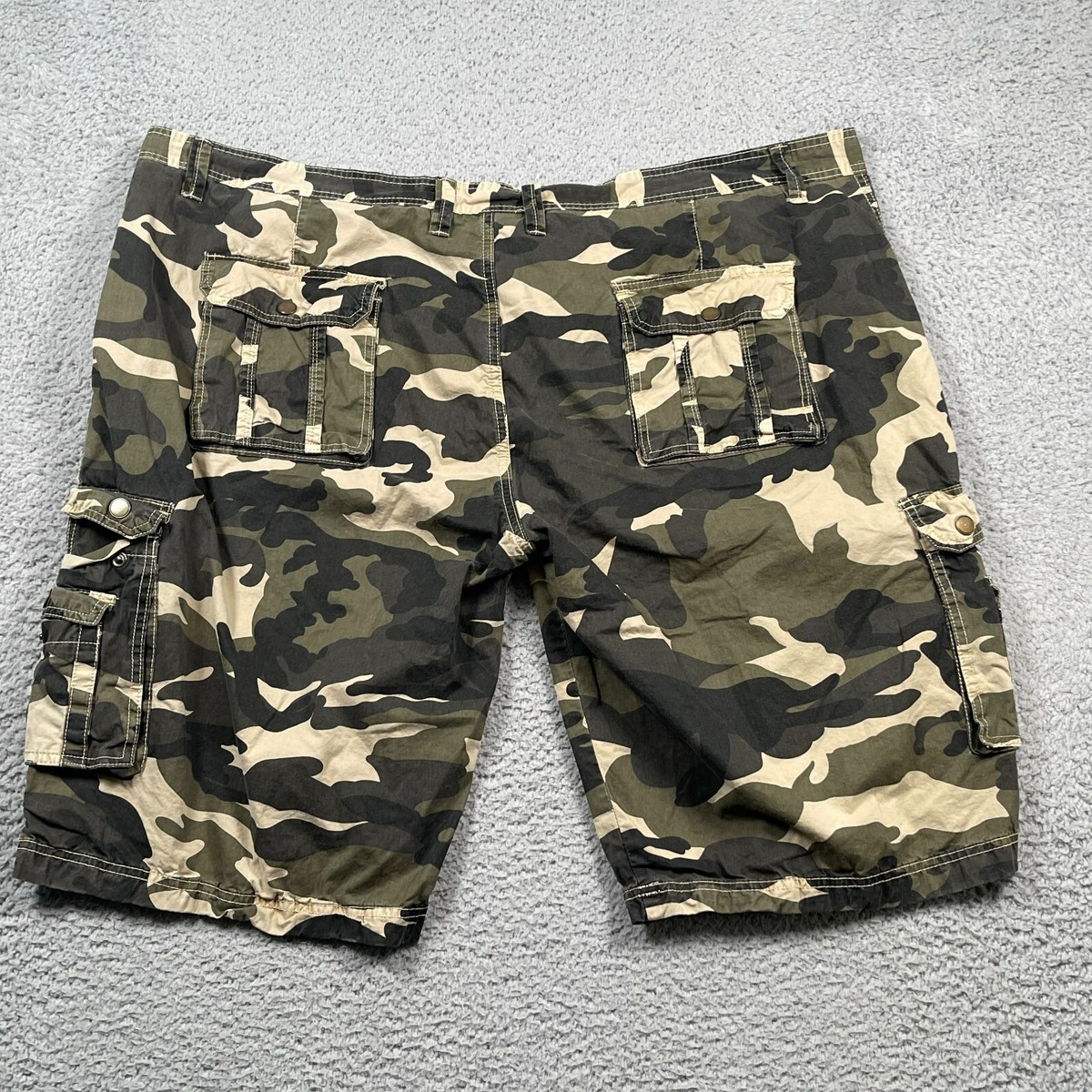 Military Cargo Shorts Men's 48 Y2K Grunge Camouflage Pockets Baggy