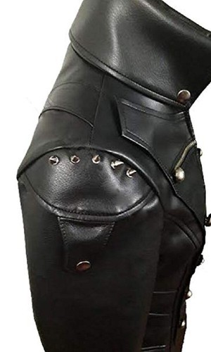Trench donna nero e rosso vera pelle di mucca stile gotico metrix donna - Foto 3 di 4
