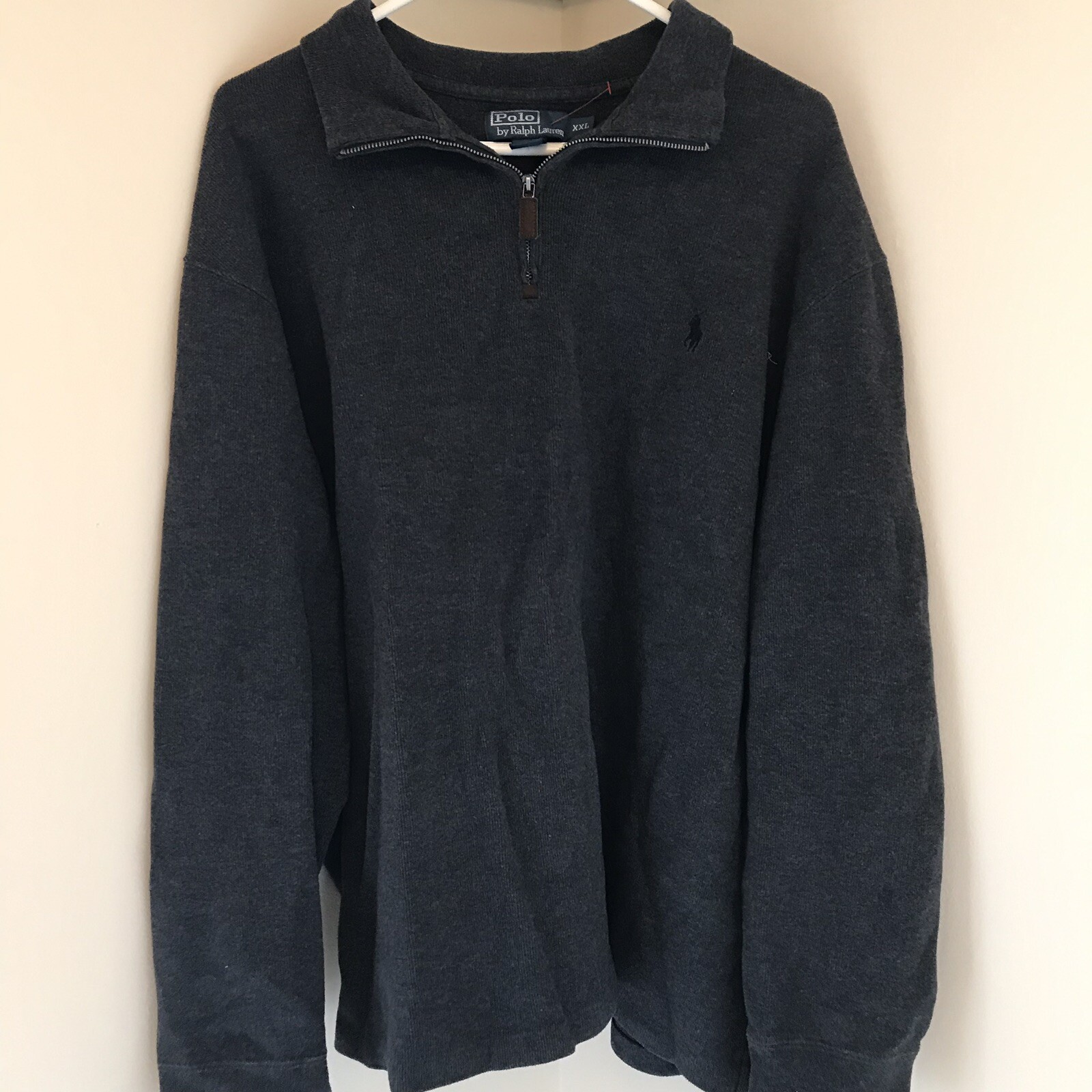 Gray Ralph Lauren Polo Mens 2XL Pony 1 4 Zip Pullover Jacket Sweatshirt AA129