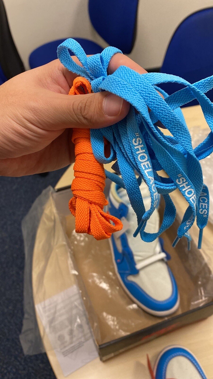Size UK 8.5/ US9.5 Jordan 1 Nike Off White University Blue image 3