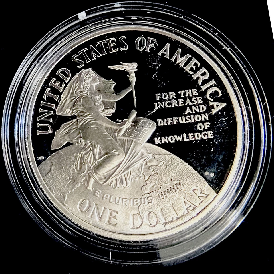 1996 P SMITHSONIAN INSTITUE $1 SILVER DOLLAR PROOF COMMEMORATIVE BOX - Image 2 of 3