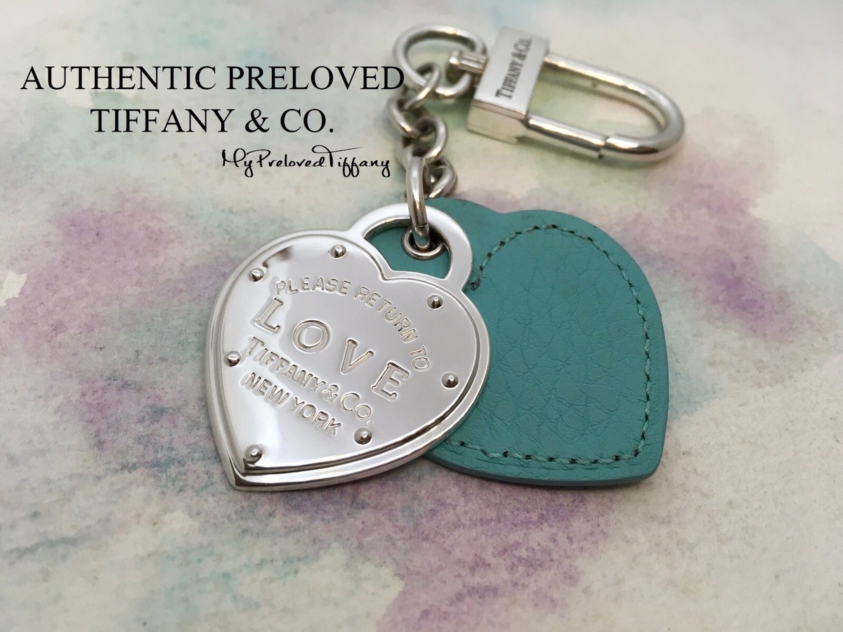 RARE Authentic Tiffany & Co Return To Double Heart Blue Leather