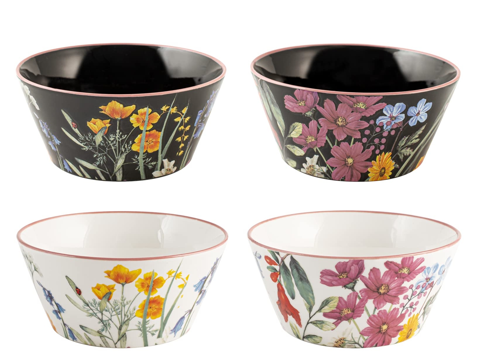 H&h set 6 ciotole colazione caroline black&white cm 14