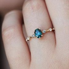 Teal Sapphire Ring-Silver Ring-valentine day gift- birthday gift For Her
