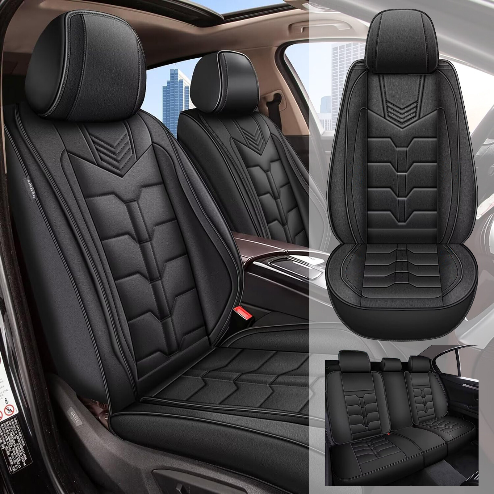 Car Seat Covers Faux Leather For Honda Accord 2003-2017 Full Set Protector Pad