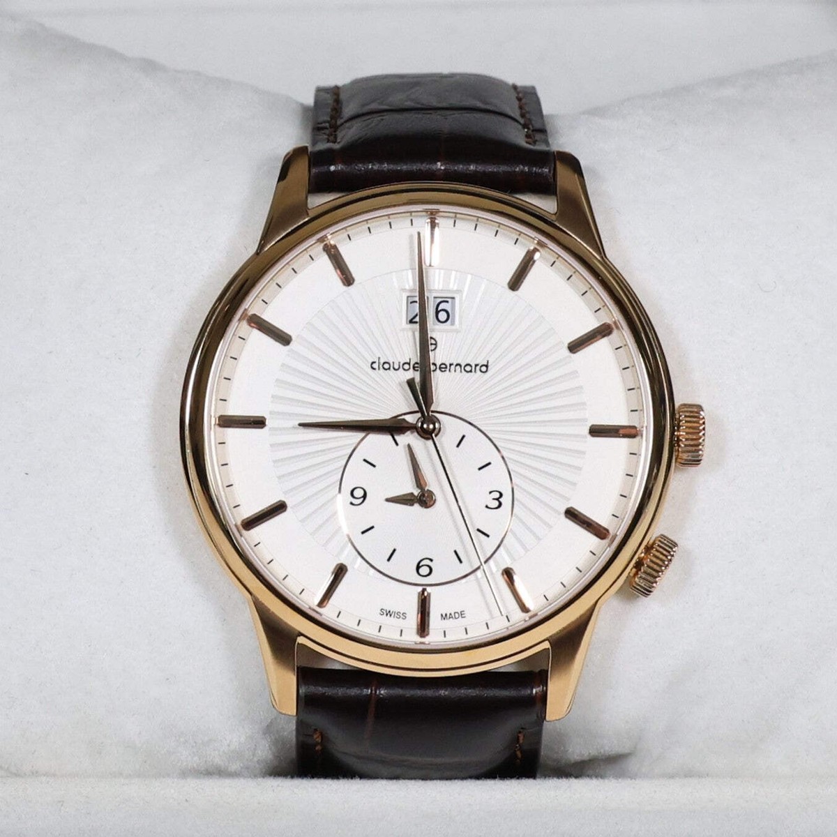 Claude Bernard White Dial Brown Strap Classic Men's Watch 62007