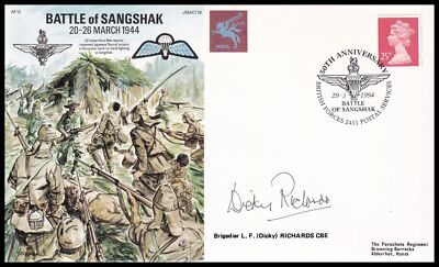 Brigadier Dicky Richards CBE signiert Schlacht von Sangshak RAF AC76 Cover