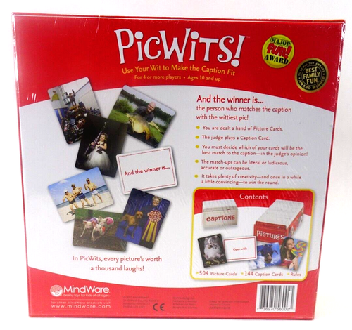 Picwits! Board Game by Mindware Use Your Wits to Make the Caption Fit NEW SEALED - Picture 2 of 4