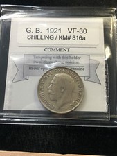 1921  Great Britain, One Shilling Coin Mart  Graded**VF-30** KM# 816a