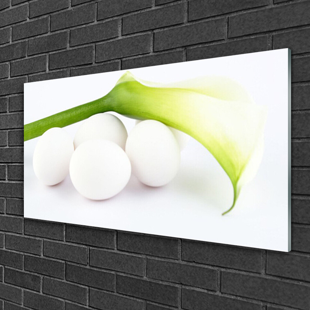 Tableau sur verre impression 100x50 floral œufs multicolores pour salon
