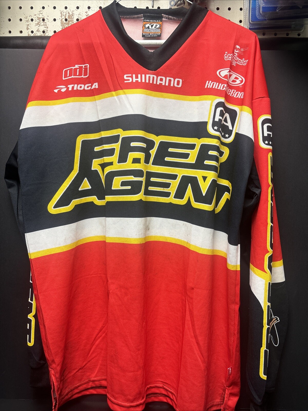 NOS (L) Free Agent Knucklebone Bicycle Factory Team Racing Jersey Bmx GT Mini SE
