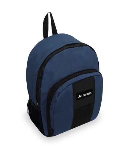 Everest Luggage Backpack With Front And Side Pockets, Navy, Large