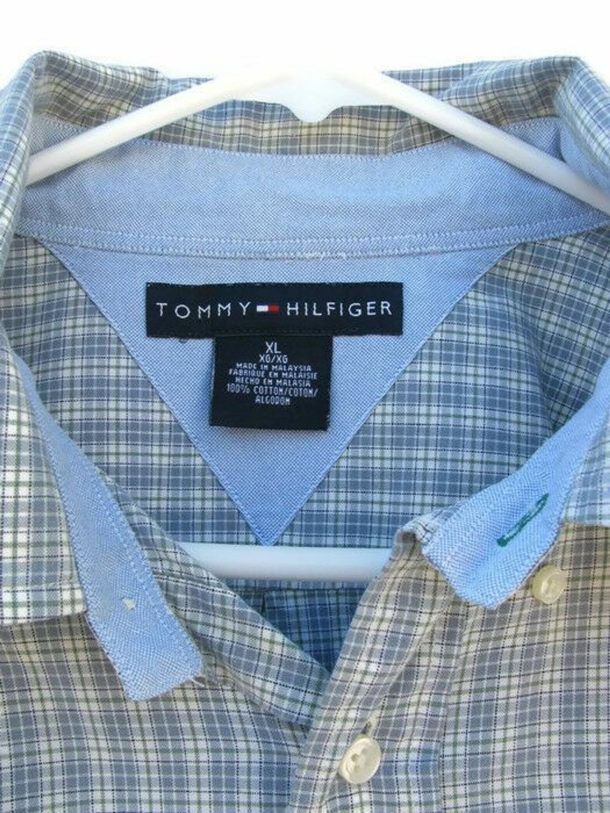 Tommy Hilfiger Mens Long Sleeve Dress Shirt Plaid & Checks Gray Green XL 012 thumbnail 2