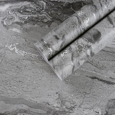 Self Adhesive Dark Grey Marble Contact Paper Peel and Stick 17.7 x100 Waterp...